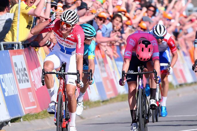 Amstel Gold Race Mathieu Van der Poel | Mathieu Van der Poel se je veselil nove zmage. | Foto zajem zaslona