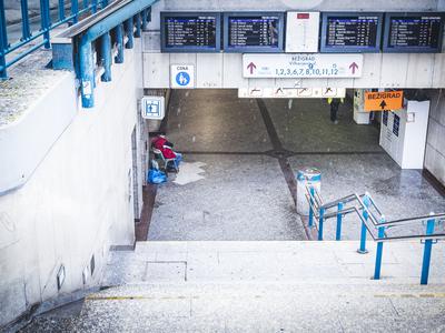 Gospod Boris in kuža Tobi, maskoti podhoda na glavni železniški postaji v Ljubljani