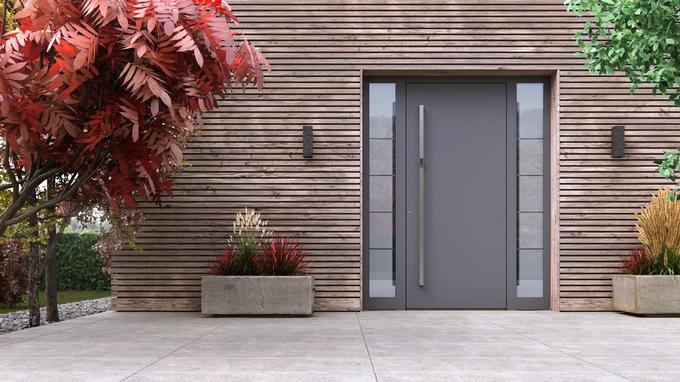 Vhodna vrata iz aluminija so trpežna in preprosta za vzdrževanje. Odločimo se lahko tudi za alu vhodna vrata z videzom lesenega dekorja.  | Foto: Inotherm