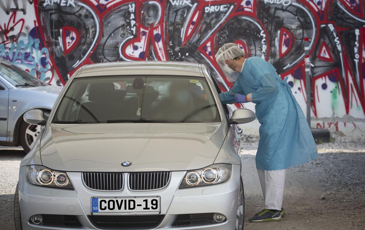 Testiranje za koronavirus. koronavirus, koronavirus splošno covid-19 | Na Metelkovi ulici v Ljubljani je vzpostavljen tako imenovan drive-in sistem jemanja brisov. | Foto Bojan Puhek