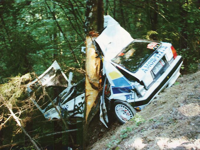 Nesreča Mitje Holynskija na gorski dirki v Kočevju leta 1991. | Foto: osebni arhiv/Lana Kokl