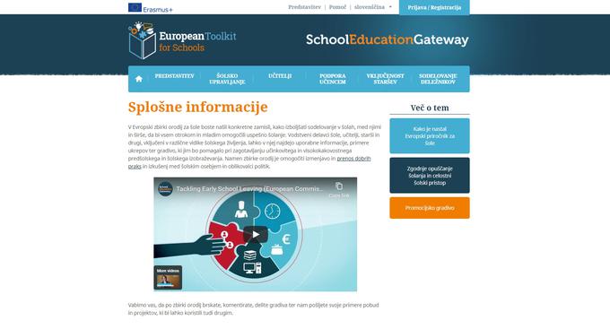 Evropska spletna platforma za šolsko izobraževanje je na voljo v 23 jezikih, tudi v slovenščini. | Foto: S. C. (zajem zaslona)
