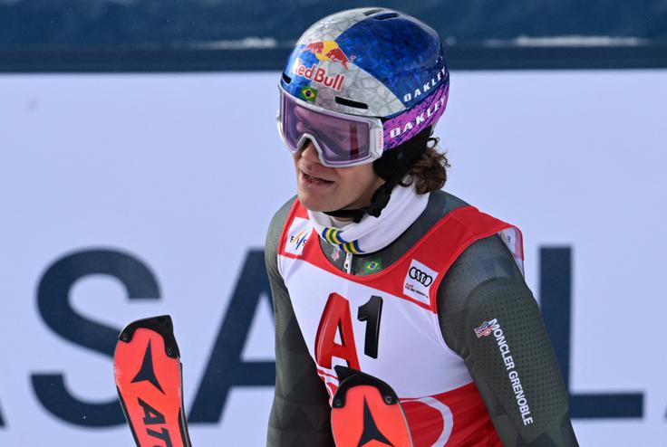 Lucas Pinheiro Braathe, zmagovalec Levija, na progi v Gurglu ni imel pravih občutkov pod smučmi. | Foto: Reuters