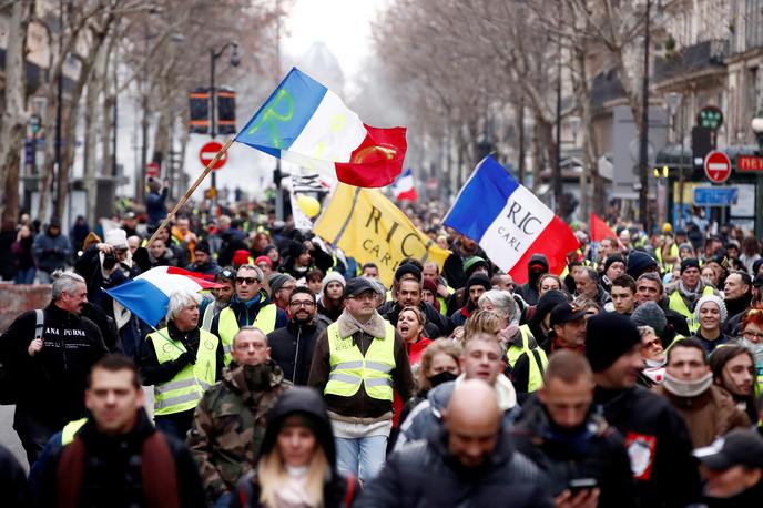 Protesti rumenih jopičev v Parizu | Foto Reuters