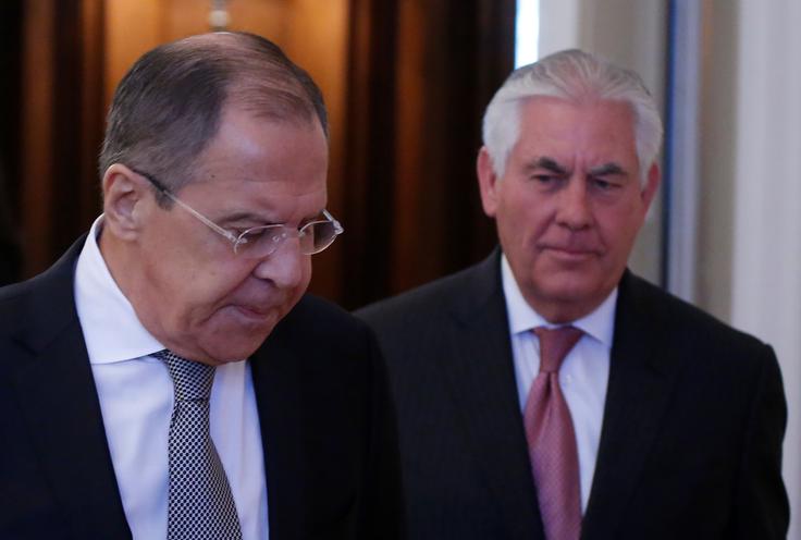 Ruski zunanji minister Sergej Lavrov in ameriški državni sekretar Rex Tillerson | Foto: Reuters