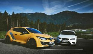 Renault megane R.S. trophy 275 akrapovič in seat leon cupra – elitni dvoboj na slovenskem asfaltu