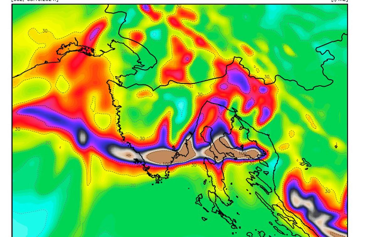 Hrvaška | Hrvaški državni hidrometeorološki zavod (DHMZ) je za danes in petek izdal rdeče vremensko opozorilo za zahodno obalo Istre, Kvarner in Velebitski kanal zaradi močnega vetra. | Foto IstraMet