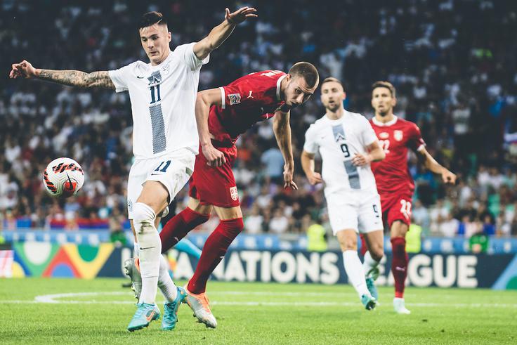 Slovenija se bo s Srbijo pomerila 20. junija na Bavarskem. Zadnja medsebojna tekma se je leta 2022 končala brez zmagovalca (2:2 v Ljubljani). | Foto: Grega Valančič/Sportida