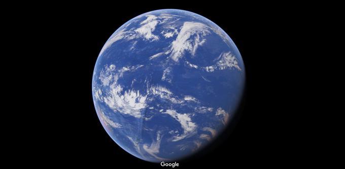 Spodaj levo se vidi malo Avstralije, zgoraj desno čisto malo Severne Amerike. Vse drugo je Tihi ocean. Foto: Google Maps | Foto: 