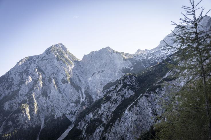 Snežna odeja je večinoma trda ali skorjasta, tudi v senčnih legah. Novih klož ni, tudi padavin je bilo premalo, da bi vplivale na snežne in plazovne razmere. Pred ohladitvijo so se s strmejših prisojnih pobočij prožili plazovi mokrega snega, plazovina je zdaj pomrznjena. | Foto: Bojan Puhek