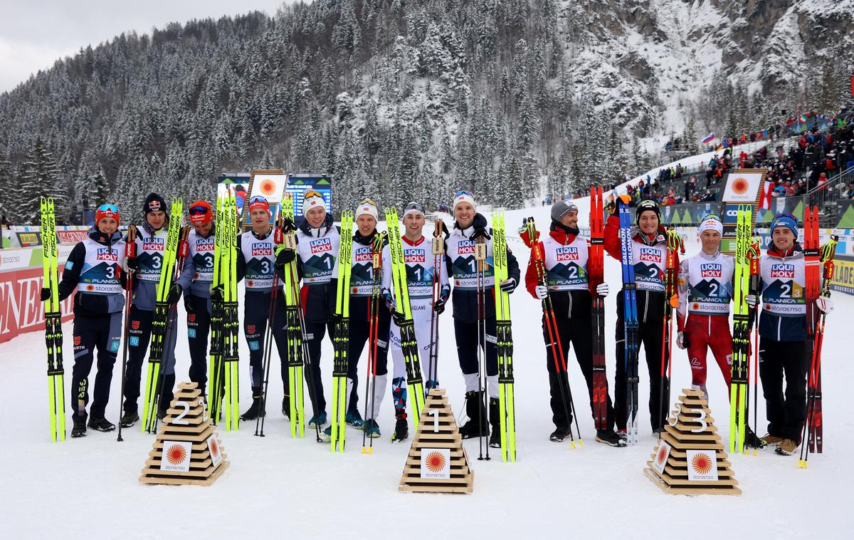 Planica 2023 nordijska kombinacija ekipna tekma | Najboljše tri reprezentance v nordijski kombinaciji: Norveška, Nemčija in Avstrija. | Foto Reuters
