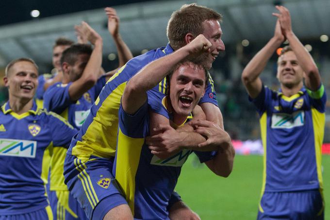 Veliko veselje ob zmagi nad Panathinaikosom v Mariboru s 3:0 leta 2012. | Foto: Matic Klanšek Velej/Sportida