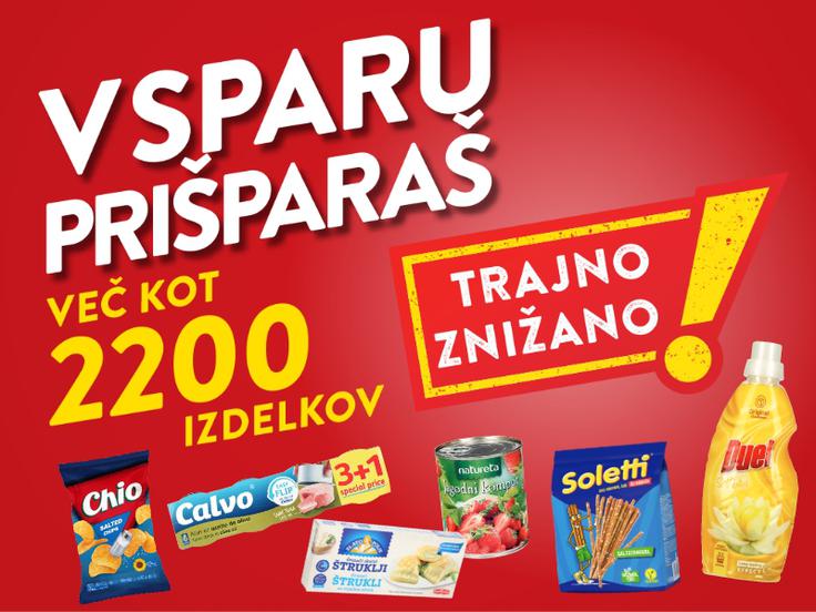Oznaka Trajno znižano označuje izdelke priznanih blagovnih znamk z dolgoročno znižano redno ceno. | Foto: Spar Slovenija d.o.o.