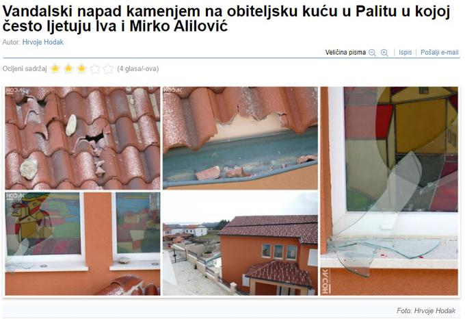 Počitniško hišo Alilovićevih na Rabu so po sredini tekmi med Hrvaško in Francijo obiskali vandali. | Foto: Printscreen Zimbio