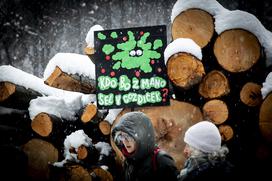 Protest proti sečnji gozda na Rožniku