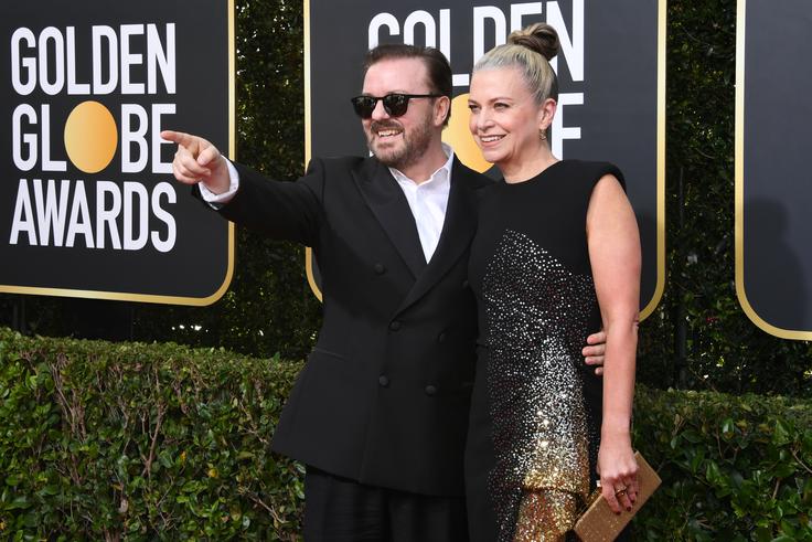 Gervais na rdeči preprogi s partnerico Jane Fallon | Foto: Getty Images