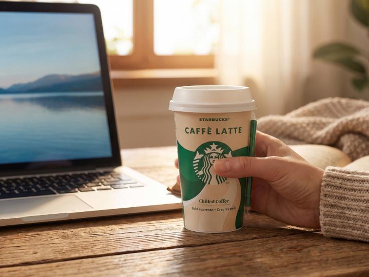 Starbucks je pitje kave spremenil v življenjski slog, ki ga lahko danes poustvarimo tudi doma. Slika je bila ustvarjena z umetno inteligenco. | Foto: SPAR