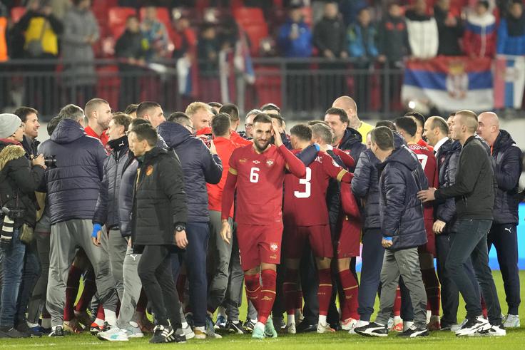 Veselje srbskih nogometašev po uvrstitvi na Euro 2024 | Foto: Guliverimage
