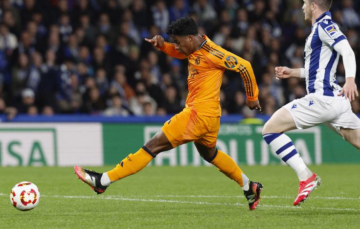 Endrick je zadel za vodstvo madridskega Reala z 1:0. | Foto: Reuters