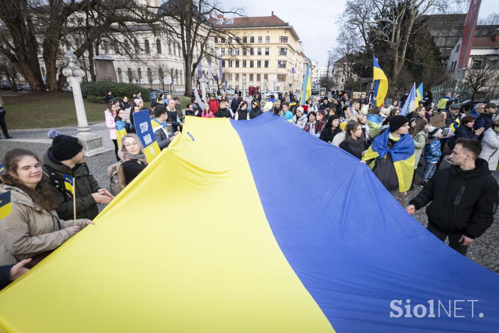 Shod ob tretji obletnici vojne v Ukrajini. Ukrajina.