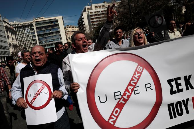 Protest proti Uberju v Grčiji. | Foto: Reuters