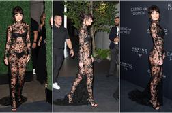 Prosojno je v trendu: Dakota Johnson je oblekla le čipko