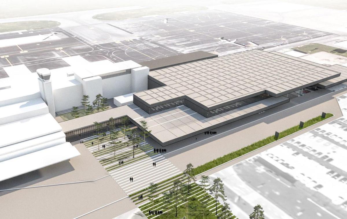 Brnik terminal parkirišče | Nov terminal bo kapaciteto potnikov povečal s 500 na 1.280. | Foto Fraport