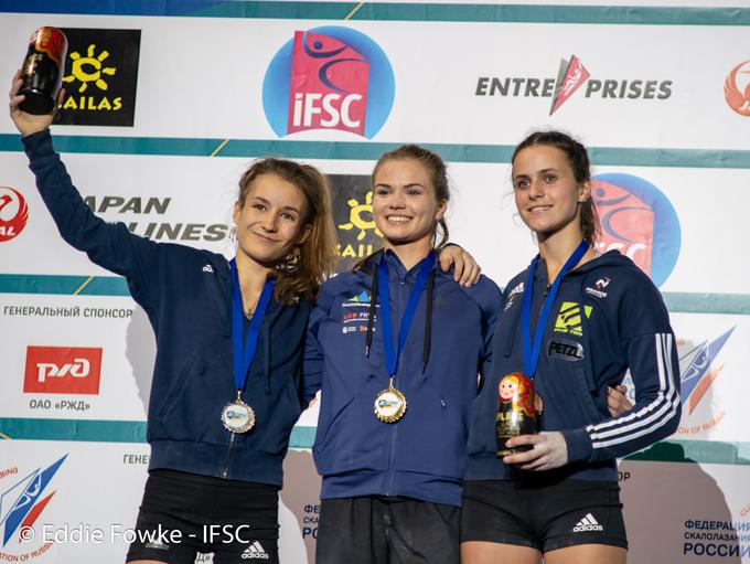Avgusta 2018 je Lukanova v Moskvi osvojila naslov svetovne mladinske prvakinje v težavnosti, na balvanski tekmi pa je osvojila 3. mesto..  | Foto: Eddie Fowke - IFSC