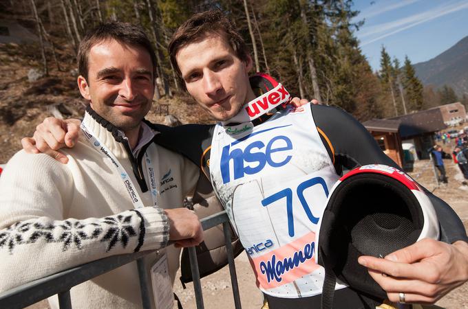 Franci Petek in Robi Kranjec, svetovna prvaka iz leta 1991 (Predazzo) in 2012 (smučarski poleti v Vikersundu).  | Foto: Vid Ponikvar