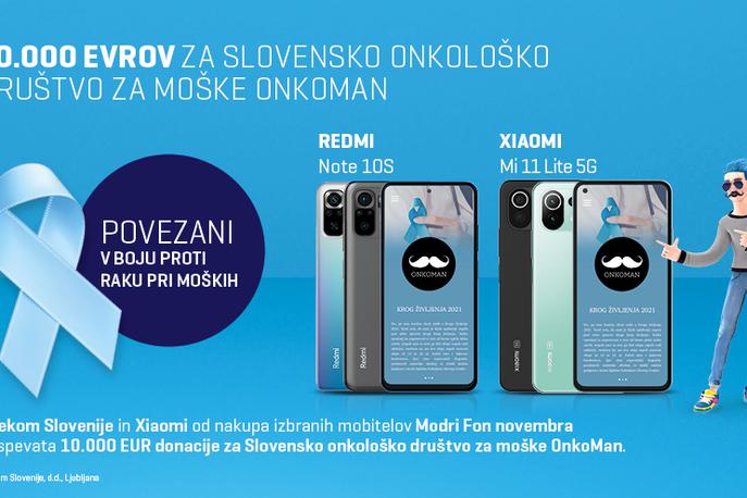 telekom slovenije | Akcijska mobitela sta pri Telekomu Slovenije v novembru na voljo kot Modri fon meseca. Ob vezavi za 12 mesecev z obročnim plačilom kupnine v 36 zaporednih mesečnih obrokih je Xiaomi Redmi Note 10S na voljo že od 4,51 evra na mesec, Xiaomi Mi 11 Lite 5G pa že od 7,51 evra na mesec. | Foto Telekom Slovenije