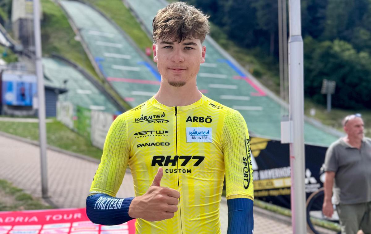 Luka Maksimović | 16-letni slovenski kolesar Luka Maksimović (Pogi Team) je že v svoji prvi sezoni na cestnem kolesu postal državni prvak v cestni vožnji in podprvak v kronometru v kategoriji starejših mladincev. Pred tednom dni je v Avstriji suvereno zmagal na etapni dirki Alpe Adria, kjer je dobil tri od štirih etap.  | Foto POGI Team