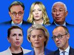 Bart De Wever, Giorgia Meloni, António Costa, Friedrich Merz, Ursula von der Leyen, Mette Frederiksen