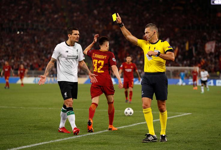 Damir Skomina je sodil povratno polfinalno tekmo lige prvakov v Rimu med Romo in Liverpoolom. | Foto: Reuters