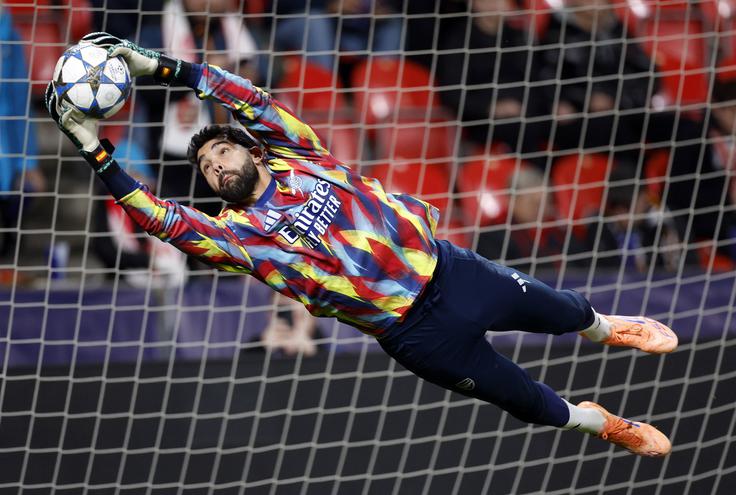 Mreža vratarja Arsenala Davida Raye se v ligi prvakov v tej sezoni sploh še ni zatresla. | Foto: Reuters