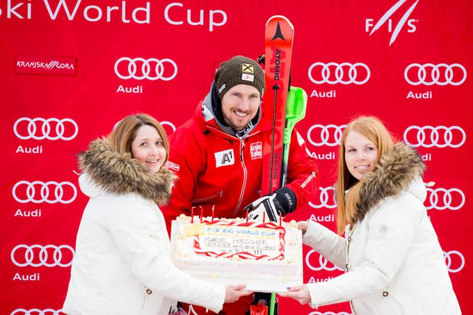 Za šesti zaporedni veliki kristalni globus si je Hirscher prislužil posebno pozornost organizatorja.  | Foto: Urban Urbanc/Sportida