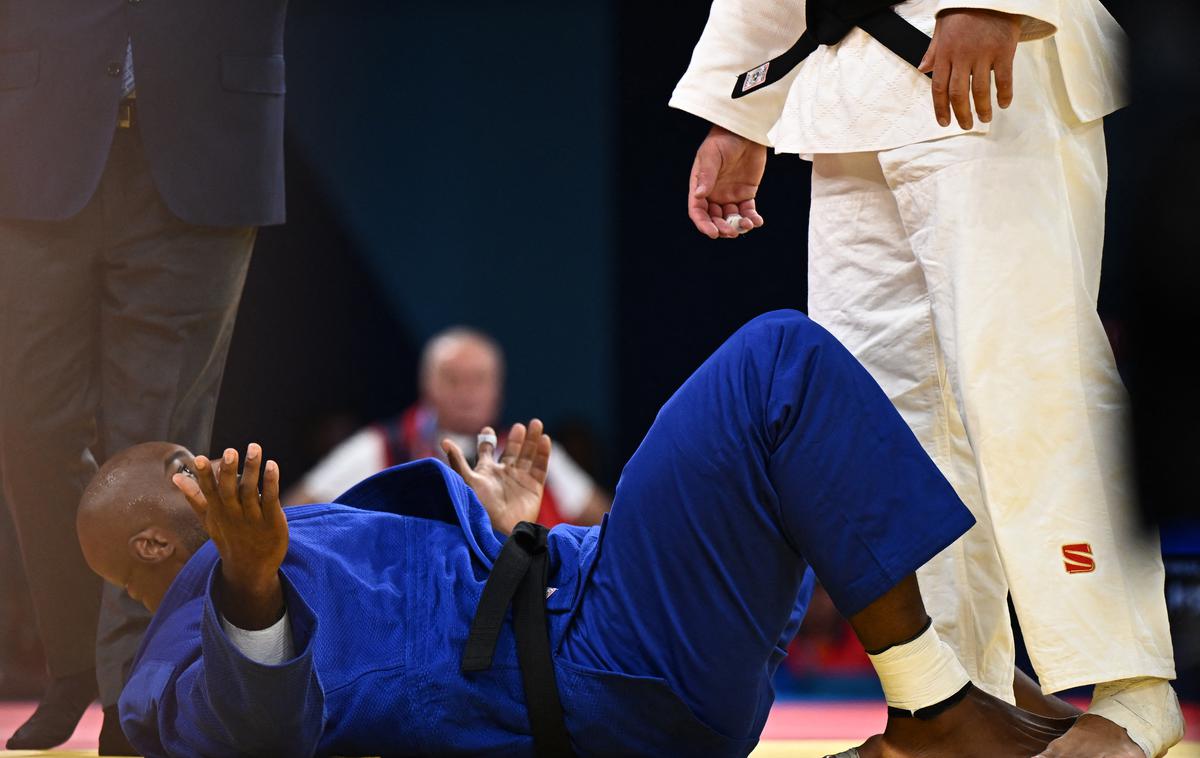 Pariz 2024, Guram Tušišvili - Teddy Riner | Gruzijec Guram Tušišvili se je razjezil in med drugim odrinil Francoza Teddyja Rinerja. | Foto Reuters