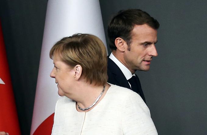 Nemška kanclerka Angela Merkel in francoski predsednik Emmaneul Macron. | Foto: Reuters