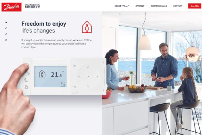 Termostat podjetja Danfoss, za katerega so uporabniški vmesnik razvili prav v agenciji CNJ. | Foto: Matic Tomšič / Posnetek zaslona