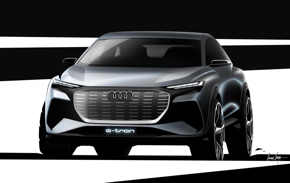 Audi Q4 e-tron | Audi Q4 e-tron bo kot koncept le eden izmed napovedanih električnih avtomobilov v Ženevi. Samo nemška avtomobilska industrija bo v naslednjih treh letih v elektromobilnost vložila 40 milijard evrov in avtonomno vožnjo dodatnih 17 milijard evrov. | Foto Audi