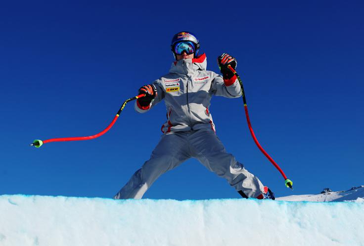 Marco Odermatt pred štartom smuka v Crans Montani. | Foto: Reuters