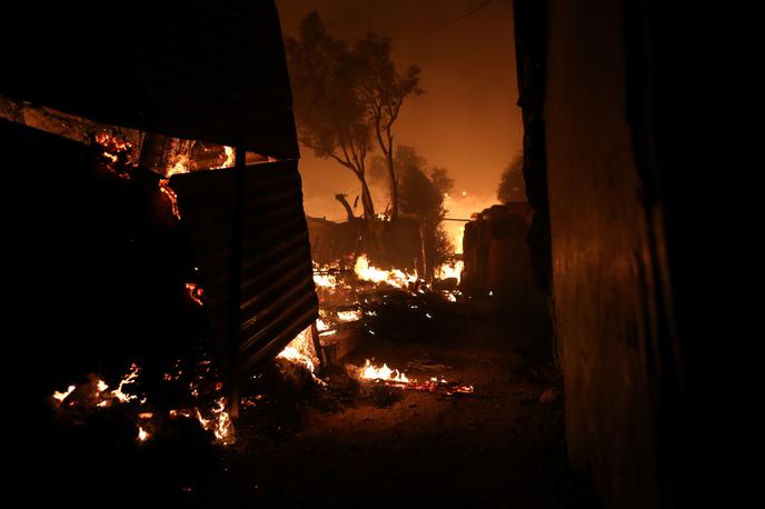 Lezbos, požar, migrantski center | Foto Reuters