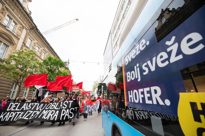 Protest v slovenski prestolnici ob prazniku dela.  | Foto: STA