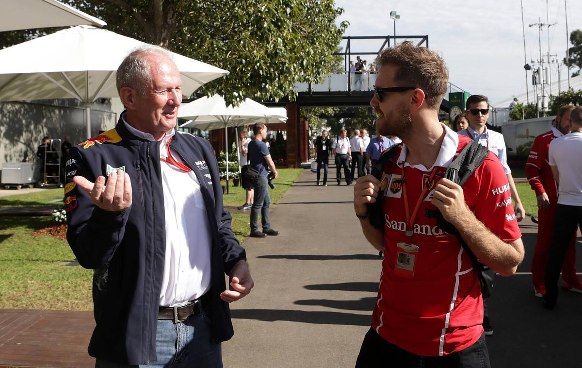 Helmut Marko Sebastian Vettel | Helmut Marko in Sebastian Vettel sta ostala prijatelja tudi po Nemčevem slovesu od Red Bulla. | Foto Guliverimage