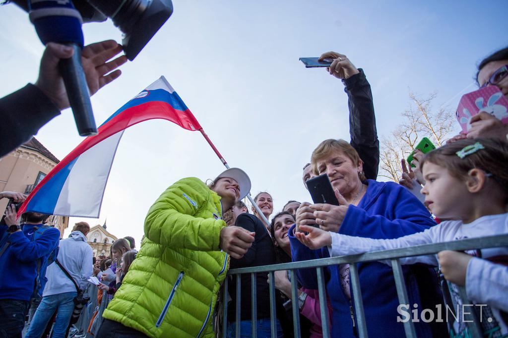 Sprejem junakov zime na Kongresnem trgu