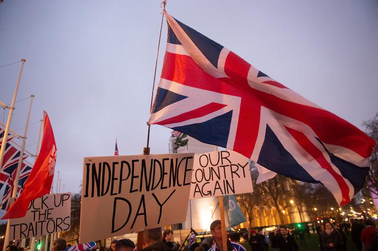 Britanci so 31. januarja 2020, tri leta in pol po referendumu, zapustili EU. Za zagovornike brexita je bil to dan ponovne britanske neodvisnosti in osamosvojitve od Bruslja ter zato razlog za veselje. Pozneje je prišla streznitev. | Foto: Guliverimage