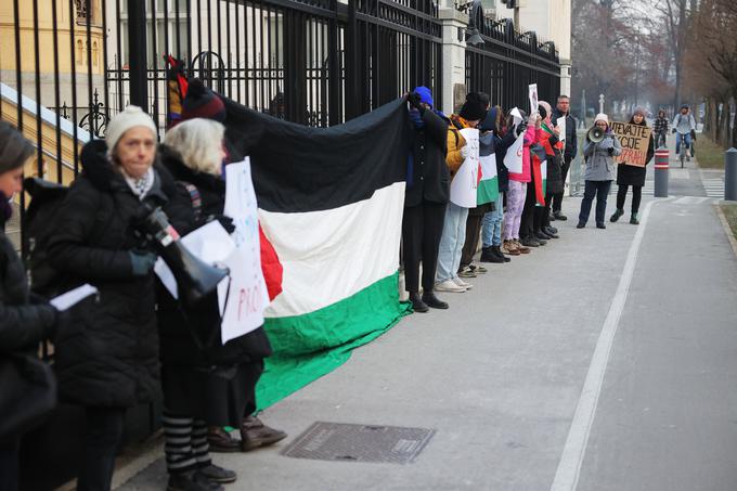 protest, veleposlaništvo ZDA, Ljubljana, Palestina, Gaza | Foto: Matic Prevc/STA
