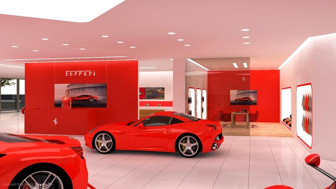 Načrtovana notranjost Ferrarijevega prodajnega središča na Dunaju. | Foto: Arhitekt Götz Seidel / Gohm