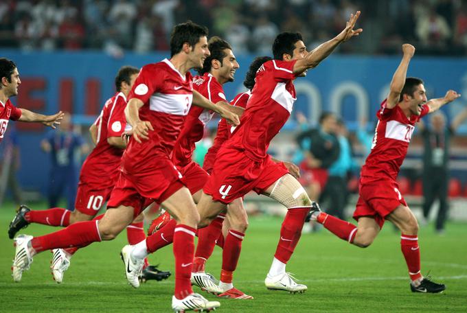 Veselje Turkov po dramatični zmagi nad Hrvaško, ki jih je popeljala v polfinale EP 2008. | Foto: 