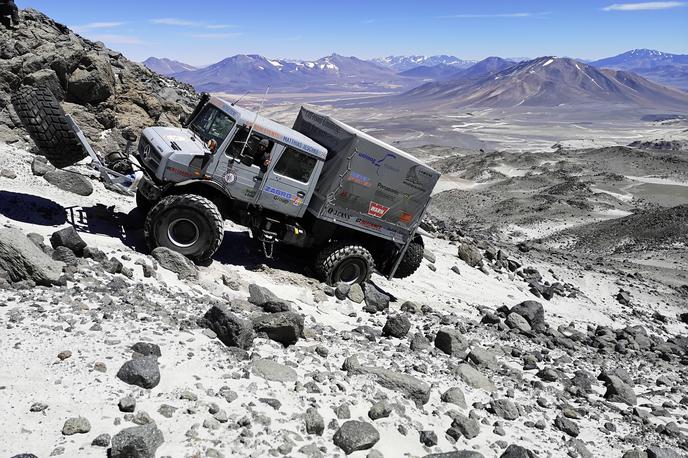 Mercedes Unimog svetovni rekord | Med vzponom po pobočju vulkana Ojos de Salado v Čilu | Foto Mercedes-Benz