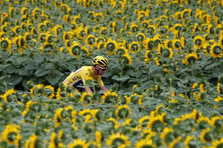 Britanski kolesar Chris Froome med deseto etapo dirke po Franciji, julij 2017. | Foto: Reuters